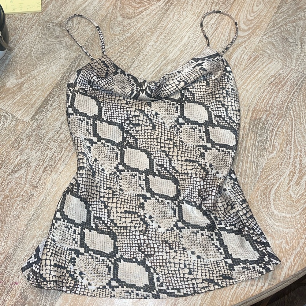 Audrey 3+1 Animal Print Snakeskin Python Tank Top… - image 1